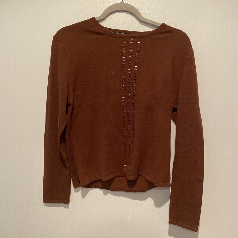 Danier Canada Sweater Size M Brown Silk /woolโ /cashmere Blend